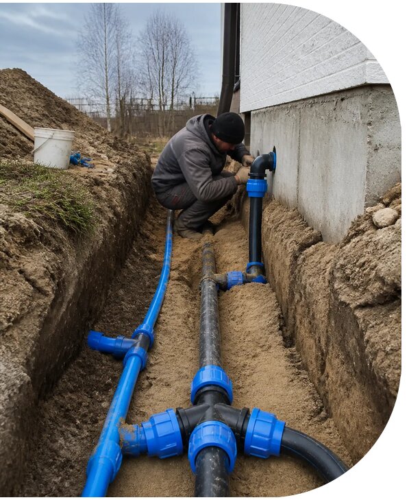 Монтаж наружного водопровода на участке под ключ в Ахтубинске